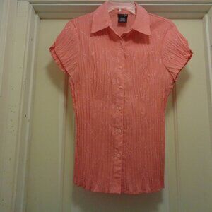 TANGERINE DREAM ASIAN INSPIRED BAMBOO PLEATS BLOUSE EAST 5 TH AVE M